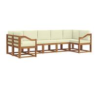 vidaXL Conjunto de sofás de Exterior con cojín 7 pcs Natural y Crema, Sofá Exterior Moderno, Seccional de Patio, Salón de Jardín, Muebles de Madera de Acacia, Asientos para Jardín, Terraza
