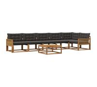 vidaXL Conjunto de sofás de Exterior con cojín 7 pcs Natural y Negro, Sofá de jardín, Moderno y Duradero, Set de Lounge para Patio, Asientos cómodos y con Estilo