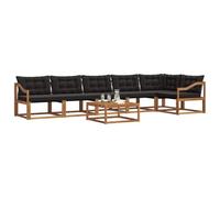vidaXL Conjunto de sofás de Exterior con cojín 7 pcs Natural y Negro, Sofá de jardín, Moderno y Duradero, Set de Lounge para Patio, Asientos cómodos y con Estilo