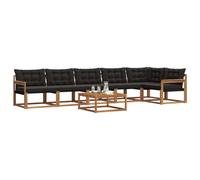 vidaXL Conjunto de sofás de Exterior con cojín 7 pcs Natural y Negro, Sofá de jardín, Moderno y Duradero, Set de Lounge para Patio, Asientos cómodos y con Estilo