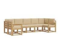 vidaXL Conjunto de sofás de Exterior con cojín 7 pcs y Beige, Juego de sofá de jardín, Modular Moderno para Exteriores, Muebles de Madera de Acacia, Zona de Relax en el Patio