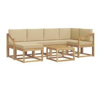 vidaXL Conjunto de sofás de Exterior con cojín 7 pcs y Beige, Muebles de jardín Modernos, sofá seccional Resistente al Clima, Set de Lounge Exterior, Asientos para terraza