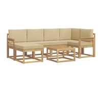 vidaXL Conjunto de sofás de Exterior con cojín 7 pcs y Beige, Muebles de jardín Modernos, sofá seccional Resistente al Clima, Set de Lounge Exterior, Asientos para terraza
