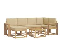 vidaXL Conjunto de sofás de Exterior con cojín 7 pcs y Beige, Muebles de jardín Modernos, sofá seccional Resistente al Clima, Set de Lounge Exterior, Asientos para terraza