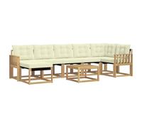 vidaXL Conjunto de sofás de Exterior con cojín 8 pcs Blanco y Crema, Conjunto de Jardín, Sofá Cómodo para Exterior, Muebles Modernos, Resistente al Clima, Brazo Práctico