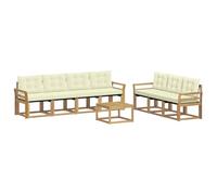 vidaXL Conjunto de sofás de Exterior con cojín 8 pcs Blanco y Crema, Sofá Moderno para Exteriores, Muebles de jardín Resistentes, Juego de sección para terraza y Vida cómoda