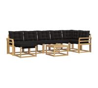 vidaXL Conjunto de sofás de Exterior con cojín 8 pcs Blanco y Negro, Conjunto de Jardín, Sofá Cómodo para Exterior, Muebles Modernos, Resistente al Clima, Brazo Práctico