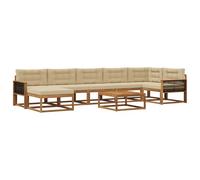 vidaXL Conjunto de sofás de Exterior con cojín 8 pcs Natural y Beige