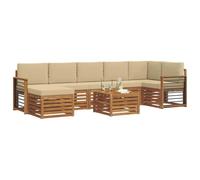 vidaXL Conjunto de sofás de Exterior con cojín 8 pcs Natural y Beige, Juego de sofá Moderno para jardín, mobiliario seccional para terraza, Duradero y cómodo
