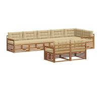 vidaXL Conjunto de sofás de Exterior con cojín 8 pcs Natural y Beige, Juego de sofás modulares para Exteriores, Muebles de Acacia duraderos, sillón de terraza, sofá Flexible