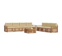 vidaXL Conjunto de sofás de Exterior con cojín 8 pcs Natural y Beige, Sofá de jardín, Conjunto Moderno para Exteriores, sección Duradera, Asientos cómodos para la terraza