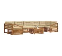 vidaXL Conjunto de sofás de Exterior con cojín 8 pcs Natural y Beige, Sofá de jardín, Mueble seccional, Asiento Exterior Resistente, Lounge Moderno, Set cómodo para Patios