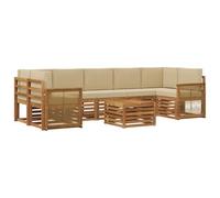 vidaXL Conjunto de sofás de Exterior con cojín 8 pcs Natural y Beige, Sofá de Jardín, Set Moderno para Exterior, Muebles Resistentes para Patio, Asientos Cómodos