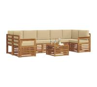 vidaXL Conjunto de sofás de Exterior con cojín 8 pcs Natural y Beige, Sofá de Jardín, Set Moderno para Exterior, Muebles Resistentes para Patio, Asientos Cómodos