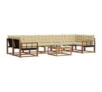 vidaXL Conjunto de sofás de Exterior con cojín 8 pcs Natural y Beige, Sofá Modular Moderno para Exterior, Muebles de jardín Elegantes, Asientos cómodos y Resistentes al Tiempo