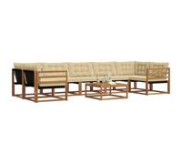 vidaXL Conjunto de sofás de Exterior con cojín 8 pcs Natural y Beige, Sofá Modular Moderno para Exterior, Muebles de jardín Elegantes, Asientos cómodos y Resistentes al Tiempo