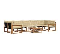 vidaXL Conjunto de sofás de Exterior con cojín 8 pcs Natural y Beige, Sofá Modular Moderno para Exterior, Muebles de jardín Elegantes, Asientos cómodos y Resistentes al Tiempo