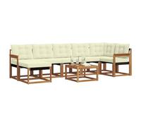 vidaXL Conjunto de sofás de Exterior con cojín 8 pcs Natural y Crema, Conjunto de Jardín, Sofá Cómodo para Exterior, Muebles Modernos, Resistente al Clima, Brazo Práctico