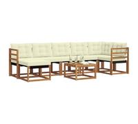 vidaXL Conjunto de sofás de Exterior con cojín 8 pcs Natural y Crema, Conjunto de Jardín, Sofá Cómodo para Exterior, Muebles Modernos, Resistente al Clima, Brazo Práctico