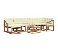 vidaXL Conjunto de sofás de Exterior con cojín 8 pcs Natural y Crema, Conjunto de Jardín, Sofá Cómodo para Exterior, Muebles Modernos, Resistente al Clima, Brazo Práctico