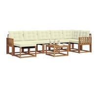 vidaXL Conjunto de sofás de Exterior con cojín 8 pcs Natural y Crema, Conjunto de Jardín, Sofá Cómodo para Exterior, Muebles Modernos, Resistente al Clima, Brazo Práctico