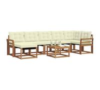 vidaXL Conjunto de sofás de Exterior con cojín 8 pcs Natural y Crema, Conjunto de Jardín, Sofá Cómodo para Exterior, Muebles Modernos, Resistente al Clima, Brazo Práctico