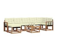 vidaXL Conjunto de sofás de Exterior con cojín 8 pcs Natural y Crema, Conjunto de Jardín, Sofá Cómodo para Exterior, Muebles Modernos, Resistente al Clima, Brazo Práctico