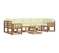 vidaXL Conjunto de sofás de Exterior con cojín 8 pcs Natural y Crema, Conjunto de Sofá de Acacia para Exteriores, Asientos Modulares Modernos, Muebles de Patio, Seccional Flexible para el Jardín