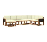 vidaXL Conjunto de sofás de Exterior con cojín 8 pcs Natural y Crema, Jardín, sofá Moderno para Exteriores, Conjunto de Muebles seccionales, Asientos de Patio duraderos, terraza para Comodidad