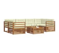 vidaXL Conjunto de sofás de Exterior con cojín 8 pcs Natural y Crema, Muebles de Jardín, Sofá Moderno, Seccional Resistente, Sala de Patio, Conjunto para Terraza