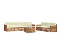 vidaXL Conjunto de sofás de Exterior con cojín 8 pcs Natural y Crema, Sofá de jardín, Conjunto Moderno para Exteriores, sección Duradera, Asientos cómodos para la terraza