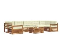 vidaXL Conjunto de sofás de Exterior con cojín 8 pcs Natural y Crema, Sofá de jardín, Mueble seccional, Asiento Exterior Resistente, Lounge Moderno, Set cómodo para Patios