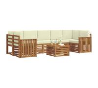 vidaXL Conjunto de sofás de Exterior con cojín 8 pcs Natural y Crema, Sofá de Jardín, Set Moderno para Exterior, Muebles Resistentes para Patio, Asientos Cómodos