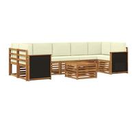 vidaXL Conjunto de sofás de Exterior con cojín 8 pcs Natural y Crema, Sofá de Jardín, Set Moderno para Exterior, Muebles Resistentes para Patio, Asientos Cómodos