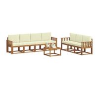 vidaXL Conjunto de sofás de Exterior con cojín 8 pcs Natural y Crema, Sofá Exterior Moderno, seccional de jardín, Lounge de Patio Duradero, Conjunto de Asientos para Relajarse