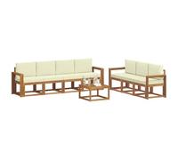 vidaXL Conjunto de sofás de Exterior con cojín 8 pcs Natural y Crema, Sofá Exterior Moderno, seccional de jardín, Lounge de Patio Duradero, Conjunto de Asientos para Relajarse