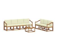 vidaXL Conjunto de sofás de Exterior con cojín 8 pcs Natural y Crema, Sofá Exterior Moderno, seccional de jardín, Lounge de Patio Duradero, Conjunto de Asientos para Relajarse