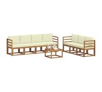 vidaXL Conjunto de sofás de Exterior con cojín 8 pcs Natural y Crema, Sofá Exterior Moderno, seccional de jardín, Lounge de Patio Duradero, Conjunto de Asientos para Relajarse
