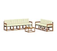 vidaXL Conjunto de sofás de Exterior con cojín 8 pcs Natural y Crema, Sofá Moderno para Exteriores, Muebles de jardín Resistentes, Juego de sección para terraza y Vida cómoda