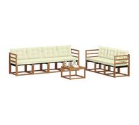 vidaXL Conjunto de sofás de Exterior con cojín 8 pcs Natural y Crema, Sofá Moderno para Exteriores, Muebles de jardín Resistentes, Juego de sección para terraza y Vida cómoda