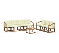 vidaXL Conjunto de sofás de Exterior con cojín 8 pcs Natural y Crema, Sofá Moderno para Exteriores, Muebles de jardín Resistentes, Juego de sección para terraza y Vida cómoda