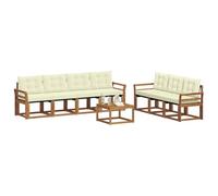 vidaXL Conjunto de sofás de Exterior con cojín 8 pcs Natural y Crema, Sofá Moderno para Exteriores, Muebles de jardín Resistentes, Juego de sección para terraza y Vida cómoda