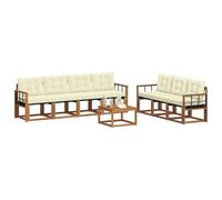 vidaXL Conjunto de sofás de Exterior con cojín 8 pcs Natural y Crema, Sofá Moderno para Exteriores, Muebles de jardín Resistentes, Juego de sección para terraza y Vida cómoda