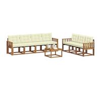 vidaXL Conjunto de sofás de Exterior con cojín 8 pcs Natural y Crema, Sofá Moderno para Exteriores, Muebles de jardín Resistentes, Juego de sección para terraza y Vida cómoda