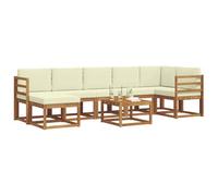 vidaXL Conjunto de sofás de Exterior con cojín 8 pcs Natural y Crema, Sofá Moderno para Jardín, Muebles de Patio Variados, Sofá Seccional, Asientos de Madera de Acacia para la Piscina