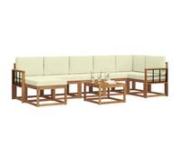 vidaXL Conjunto de sofás de Exterior con cojín 8 pcs Natural y Crema, Sofá Moderno para Jardín, Muebles de Patio Variados, Sofá Seccional, Asientos de Madera de Acacia para la Piscina