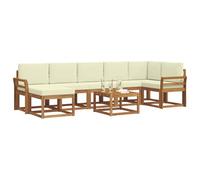 vidaXL Conjunto de sofás de Exterior con cojín 8 pcs Natural y Crema, Sofá Moderno para Jardín, Muebles de Patio Variados, Sofá Seccional, Asientos de Madera de Acacia para la Piscina