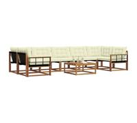 vidaXL Conjunto de sofás de Exterior con cojín 8 pcs Natural y Crema, Sofá Modular Moderno para Exterior, Muebles de jardín Elegantes, Asientos cómodos y Resistentes al Tiempo