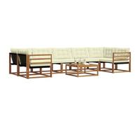 vidaXL Conjunto de sofás de Exterior con cojín 8 pcs Natural y Crema, Sofá Modular Moderno para Exterior, Muebles de jardín Elegantes, Asientos cómodos y Resistentes al Tiempo