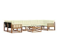vidaXL Conjunto de sofás de Exterior con cojín 8 pcs Natural y Crema, Sofá Modular Moderno para Exterior, Muebles de jardín Elegantes, Asientos cómodos y Resistentes al Tiempo